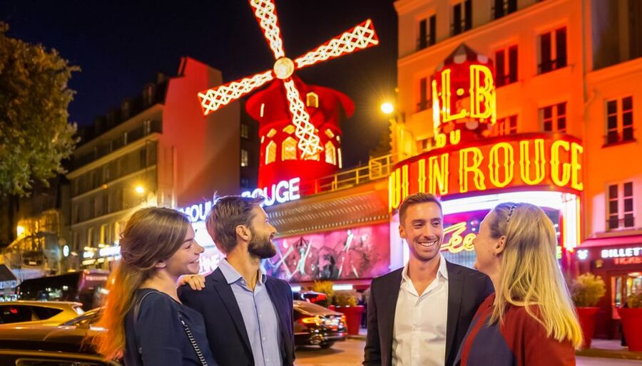 Paris: Evening Sightseeing Tour and Moulin Rouge Show - Illuminated icons from the coach window